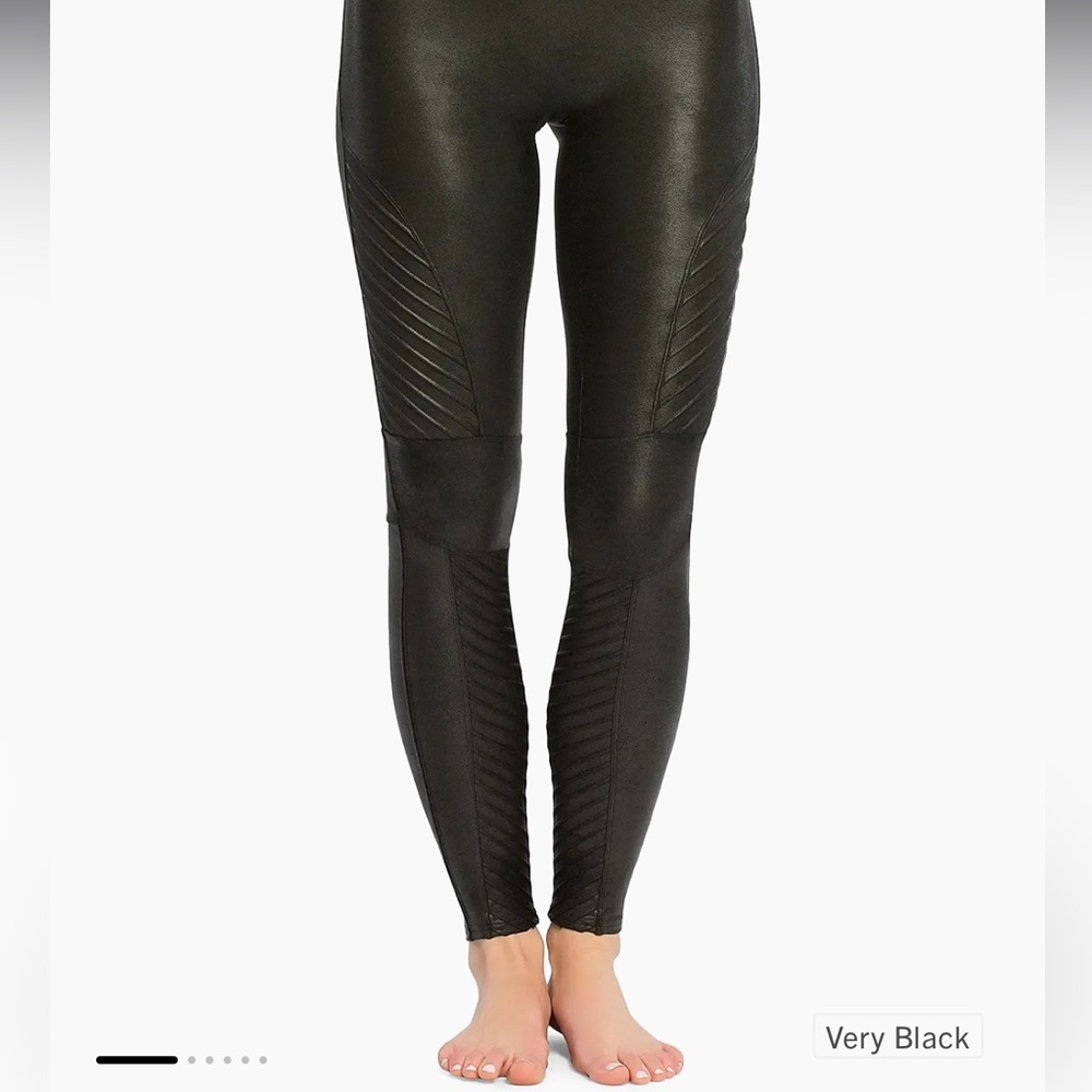 Spanx Faux Leather Moto Leggings Size Small